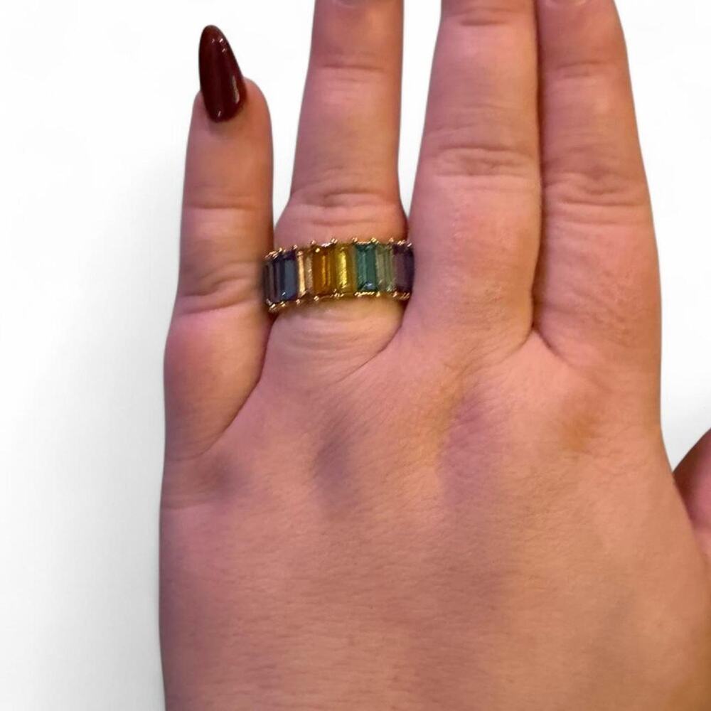 BaubleBar Rainbow Baguette Ring - Size 7 - Like New